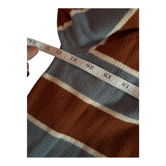 ModCloth Blue Brown Striped Ribbed Sweater | Plus Size 1X Retro Pullover Top - Picture 7 of 7